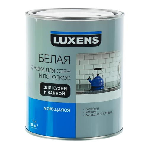 Краска водно-дисперсионная для кухни и ванной комнаты Luxens, база 1, 1 л