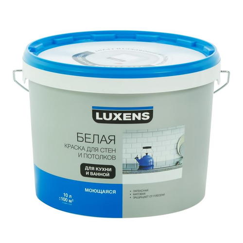 Краска водно-дисперсионная для кухни и ванной комнаты Luxens, база 1, 10 л