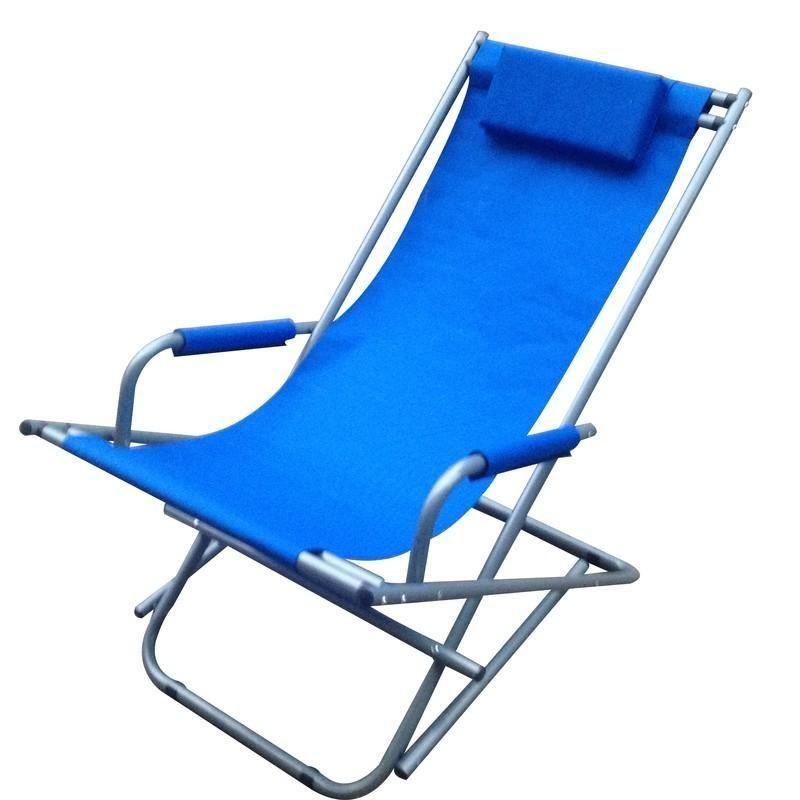 Кресло-качалка синее складное, металлткань