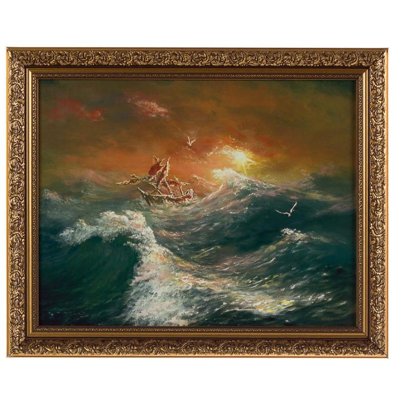 Картина в раме 40x50 см «Лодка шторм»