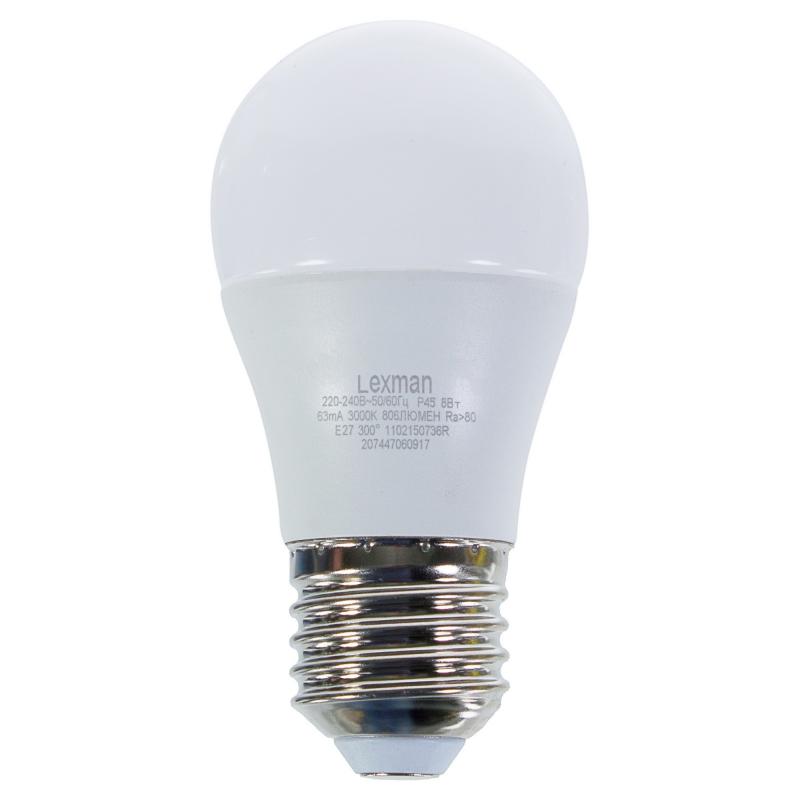 Лампа светодиодная Lexman шар E27 806 Лм свет тёплый белый