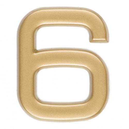 Цифра «6» самоклеящаяся 40х32 мм пластик цвет матовое золото