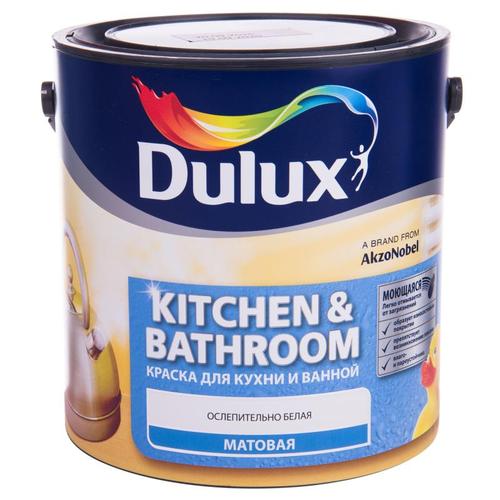 Краска для кухни и ванной комнаты Dulux цвет ослепительно-белый 2.5 л