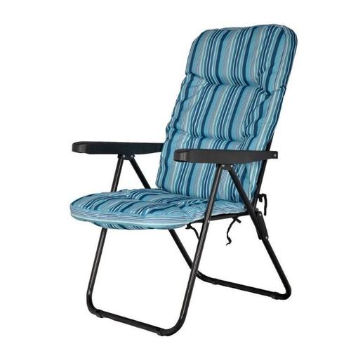 Кресло садовое складное 5 позиций, металлткань, цвет бело-синий